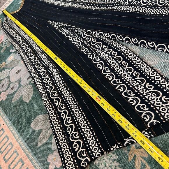 Zury Jumpsuit Womens Free Size Black White Beaded Wide Leg Metallic Boho Flowy - Picture 14 of 16